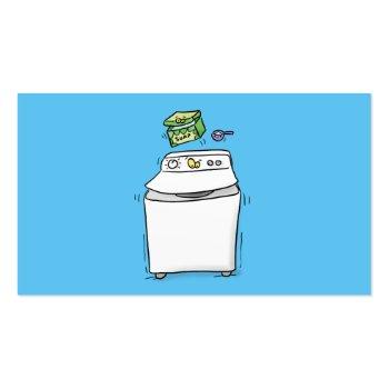 Small Cute Washing Machine Laundry Cartoon Illustration Business Card Back View