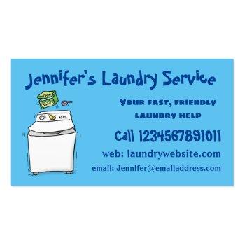 Small Cute Washing Machine Laundry Cartoon Illustration Business Card Front View