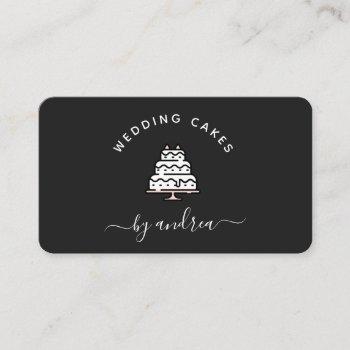 cute white & pink wedding cake logo event planner  business card