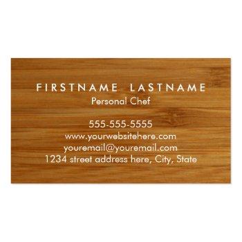 Small Cutting Board Personal Chef/catering Business Card Back View