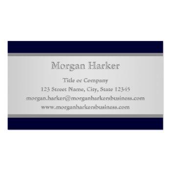 Small Dark Blue And Silver Business Card Back View