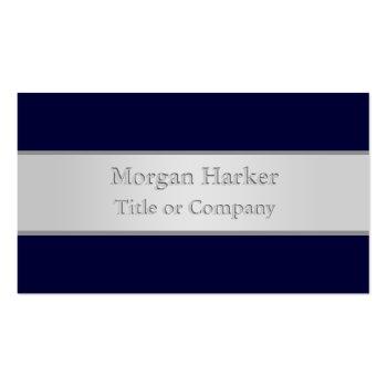 Small Dark Blue And Silver Business Card Front View