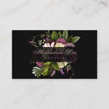 dark botanical floral business cards