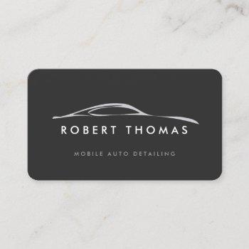 dark gray auto detailing, auto repair business card