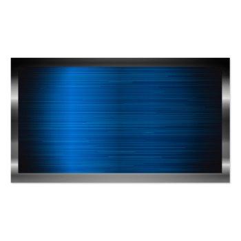 Small Dark Metallic Frame | Blue Metallic Background Business Card Back View
