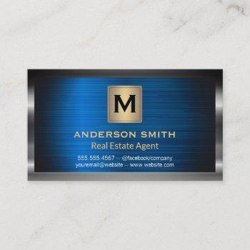 dark metallic frame | blue metallic background business card