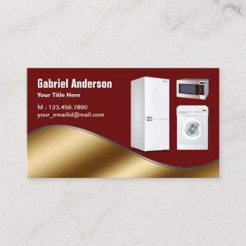 dark red gold home appliances repair business card