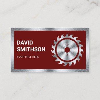 dark red steel circular saw handyman carpenter business card