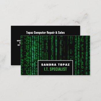 data screen, information technology, computer business card