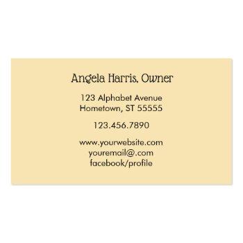 Small Daycare Business Vintage Nanny Babysitting Business Card Back View