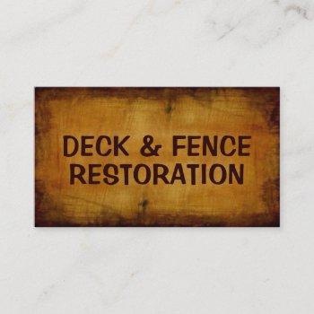 deck and fence restoration antique business card