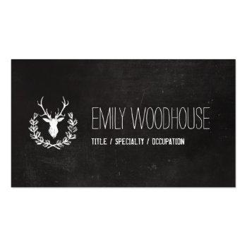 Small Deer Antlers | Rustic Chalkboard Business Card Front View