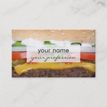 delicious cheeseburger with pickles photograph business card