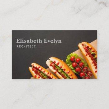 delicious hot dogs and tomatoes business card
