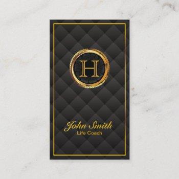deluxe gold monogram life coach business card
