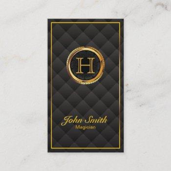 deluxe gold monogram magician business card