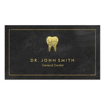 Small Dentist Black Canvas Golden Frame & Tooth Appointment Card Front View