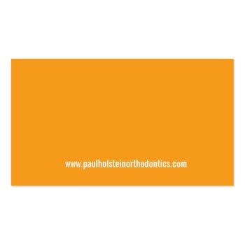 Small Dentist Business Card :: Modern Tooth Logo Orange Back View