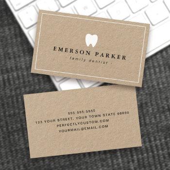 dentist dental tooth logo modern kraft paper business card