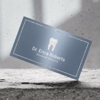 dentist modern dusty blue dental office business card