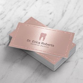 dentist modern rose gold metallic dental office business card