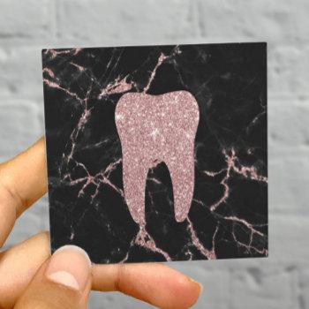 dentist tooth modern rose gold marble dental care square business card
