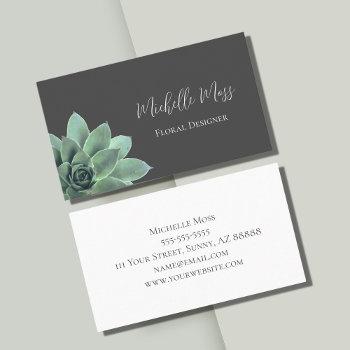 desert botanical succulent elegant gray business card