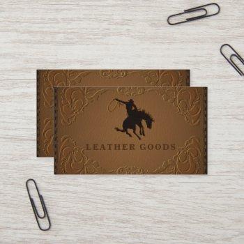 designer leather rustic western country horse business card