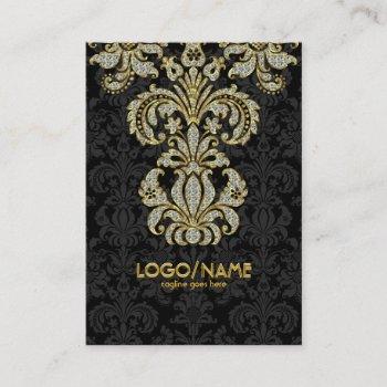 diamonds black & gold pattern floral damasks business card