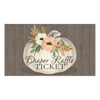 Small Diaper Raffle Floral Pumpkin Fall Baby Shower Business Card Back View