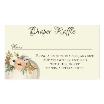 Small Diaper Raffle Floral Pumpkin Fall Baby Shower Business Card Front View