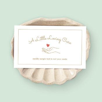 disabled homecare caregiver nurse heart in hand business card
