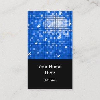 disco tiles dark blue business card black portrait