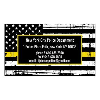 Small Dispatcher Fire Police Thin Yellow Line Business Card Back View