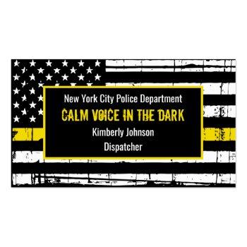 Small Dispatcher Fire Police Thin Yellow Line Business Card Front View