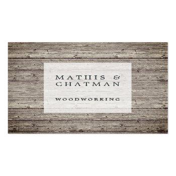 Small Distressed Vintage Reclaimed Wood Square Business Card Front View