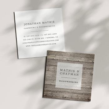 distressed vintage reclaimed wood square business card