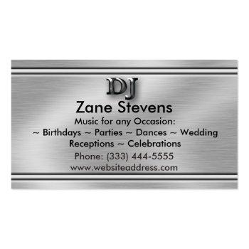 Small Dj Brushed Silver Chrome Business Card Magnet Front View