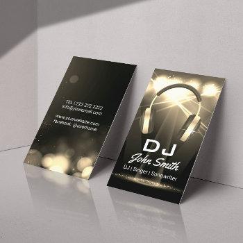dj deejay modern gold musical business card