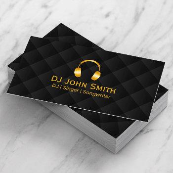 dj headphones icon luxury black & gold business card