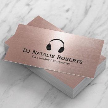 dj music deejay modern blush rose gold business card