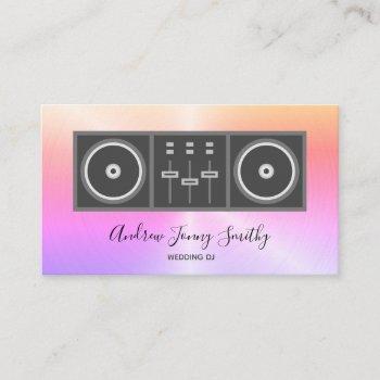 dj music turntable & dj mixer logo - party rainbow business card