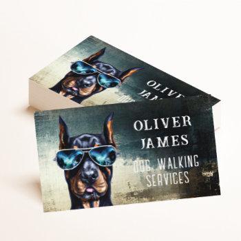 doberman dog walking and pet care business card