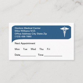 doctor medical office appointment reminder  business card