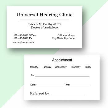 doctor of audiology appointment business card