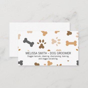 dog bone and paw prints business card