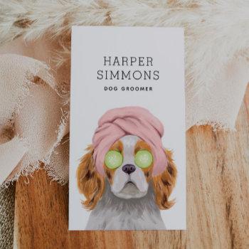 dog groomer pampered puppy business card