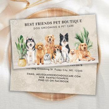 dog groomer pet care boho puppy dogs sitter business card