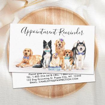 dog groomer pet sitter appointment reminder business card