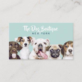 dog grooming boutique pet sitter cute puppy script business card